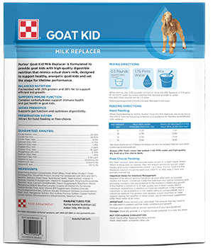 Image of package back for Purina Goat Kid Milk Replacer