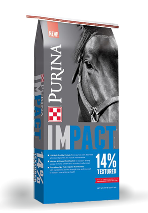 Image of Purina Impact 14% horse feed bag