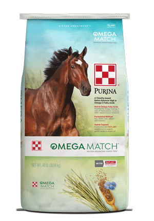 Purina Omega Match Ration Balancing Horse Feed front facing