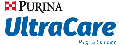 Image of blue UltraCare Logo with a red Purina checkerboard