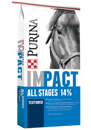 Impact All Stages 14% textured horse feed for horses of all ages and activity levels