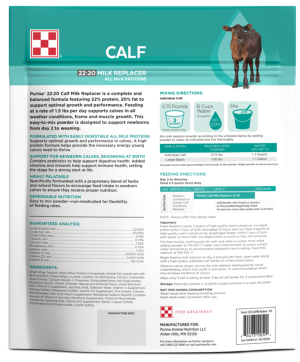 Purina 22:20 Milk Replacer 9lb Package back