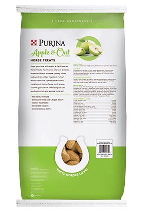 Image of Purina® Apple & Oat Horse Treats package back facing