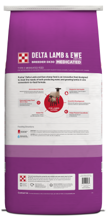 Purina® Delta Lamb & Ewe Breeder package image back facing