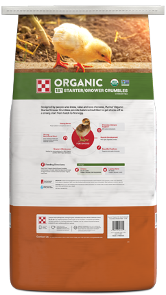 Image of Purina® Organic Starter-Grower poultry feed bag back view