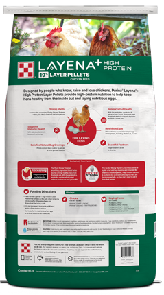 mage of Purina Layena High Protein 40 lb. package back view