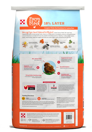 Farm to Flock 18% back of package