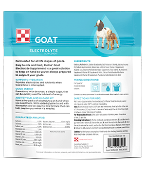 Image back panel for Purina Goat Electrolyte package