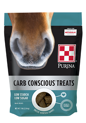 Purina® Carb Conscious™ Horse Treats are low in starch and low in sugar