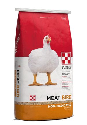 Purina® Meat Bird Poultry Feed is specially formulated for broiler chickens.