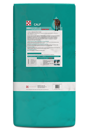 Image of back of Purina® 24:20 All Milk Medicated Calf Milk Replacer package