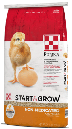 Image of Purina® Start & Grow® poultry feed bags right side view
