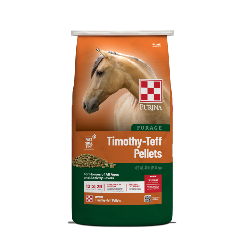 Orange and green Timothy-Teff Pellet bag front facing