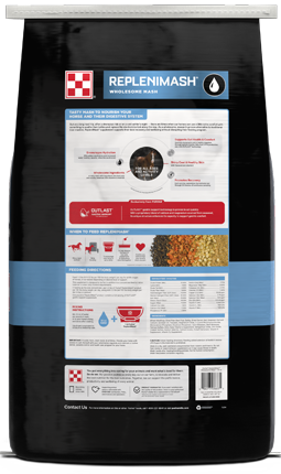 Purina® RepleniMash™ Product back facing 25 Pound Bag