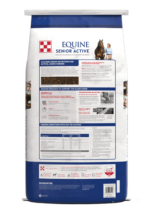 Equine Senior® Active Horse Feed package back side