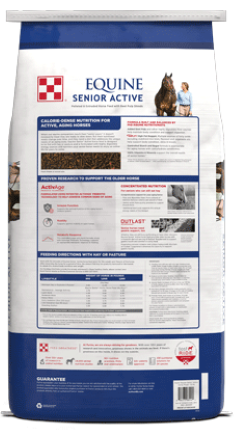 quine Senior® Active Horse Feed package back side