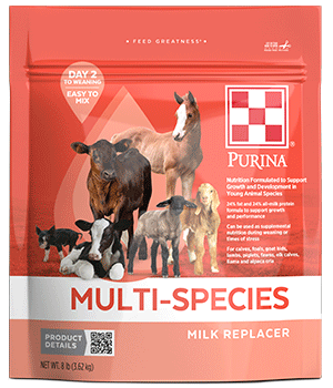 Package image of front of Purina Multi-Species Milk Replacer