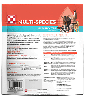 Image of package back for Purina Multi Specie Electrolyte 