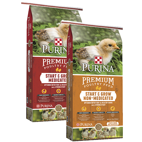 image of Purina Start & Grow Premium Poultry Feed bags