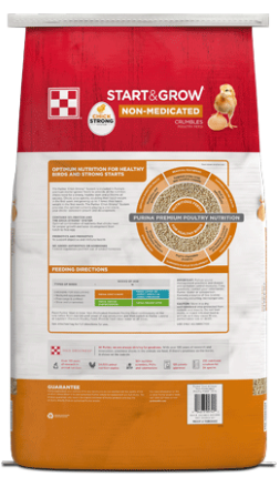 Image of Purina® Start & Grow® poultry feed bags back view