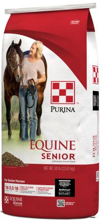 Image of Purina Equine Senior Horse Feed package right facing