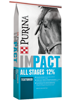 Impact All Stages 12% premium horse feed for horses of all ages and activity