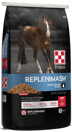 Purina® RepleniMash™ Product Left Tilt 25 Pound Bag