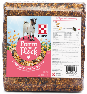 Purina Farm to Flock® Goat Goodness Block, 25 lb goat supplement block front view