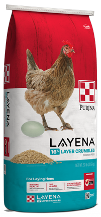  Layena® Layer Feed Crumbles in 10lb and 50lb packages