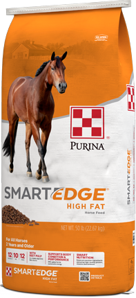 Image of Smart Edge High Fat hrose feed package right facing