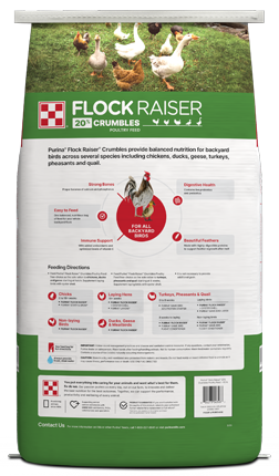 Image of Purina® Flock Raiser® Crumbles poultry feed back view