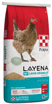  Layena® Layer Feed Crumbles in 10lb and 50lb packages