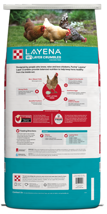  Layena® Layer Feed Crumbles 50lb packages back view
